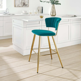 Kendall Bar Stool, Velvet Kendall Teal