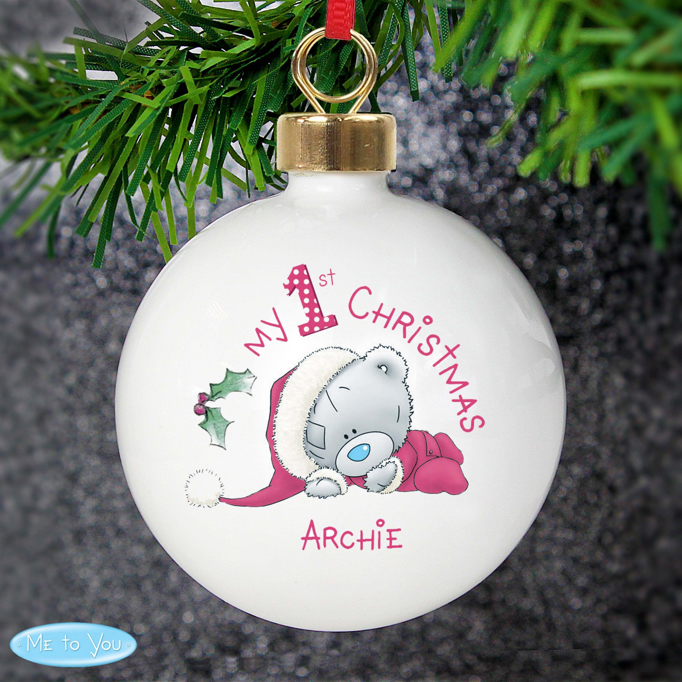 Personalised Me To You My 1st Christmas Bauble White