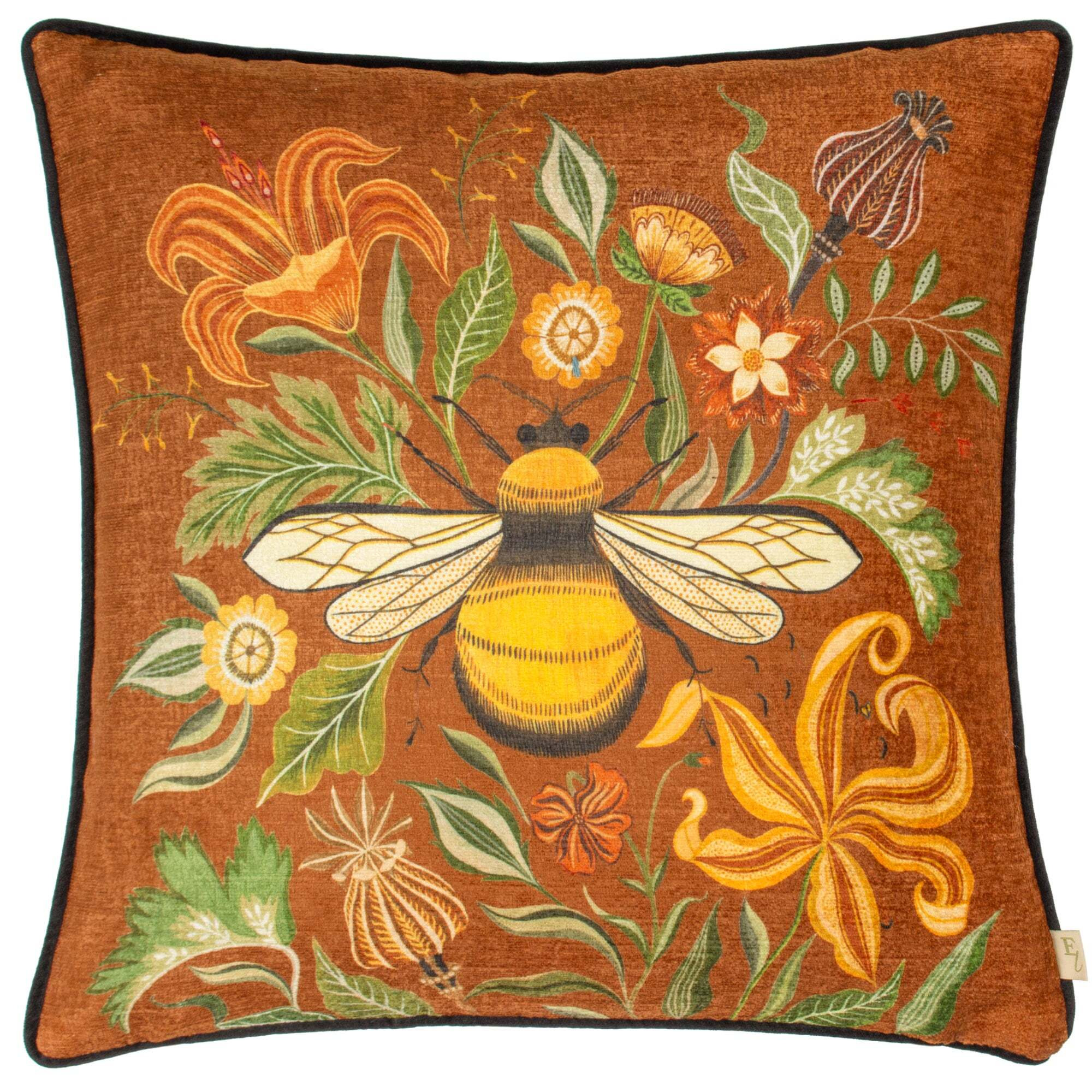 Evans Lichfield Bee Square Cushion Orange