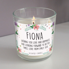 Personalised Floral Design Jar Candle MultiColoured
