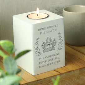 Personalised Home Wooden Tealight Holder White