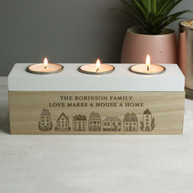 Personalised Home Triple Tealight Box Natural