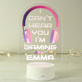 Personalised Pink Gaming Colour Changing Night LED Light White