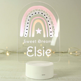 Personalised Pink Rainbow Colour Changing Night LED Light White