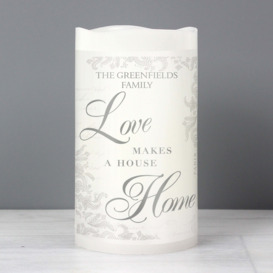 Personalised Love Makes a Home LED Candle White