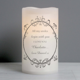 Personalised Ornate Frame LED Candle White
