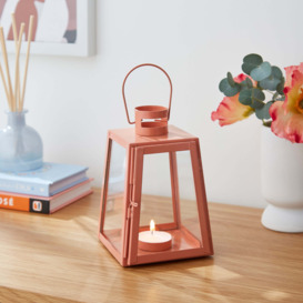 Mini Lantern Square Iron Tealight Candle Holder Clay (Red)