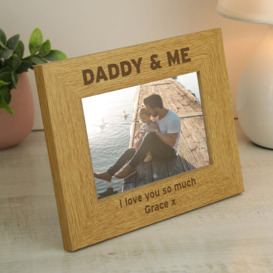 Personalised Daddy and Me Light Wood Landscape Photo Frame Natural