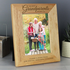 Personalised The Best Grandparents Light Wood Portrait Photo Frame Natural
