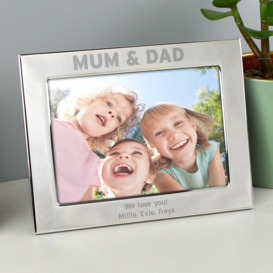 Personalised Silver Mum and Dad Portrait Photo Frame Silver