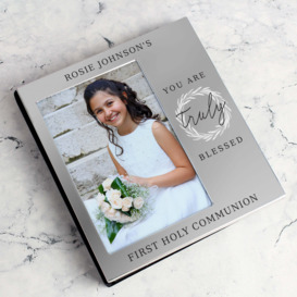 Personalised Truly Blessed Portrait Photo Frame Album Silver