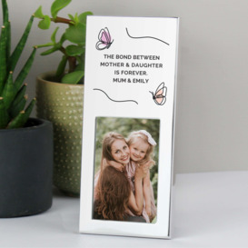 Personalised Small Butterfly Portrait Photo Frame Silver