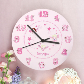 Personalised Fairy Wall Clock Pink