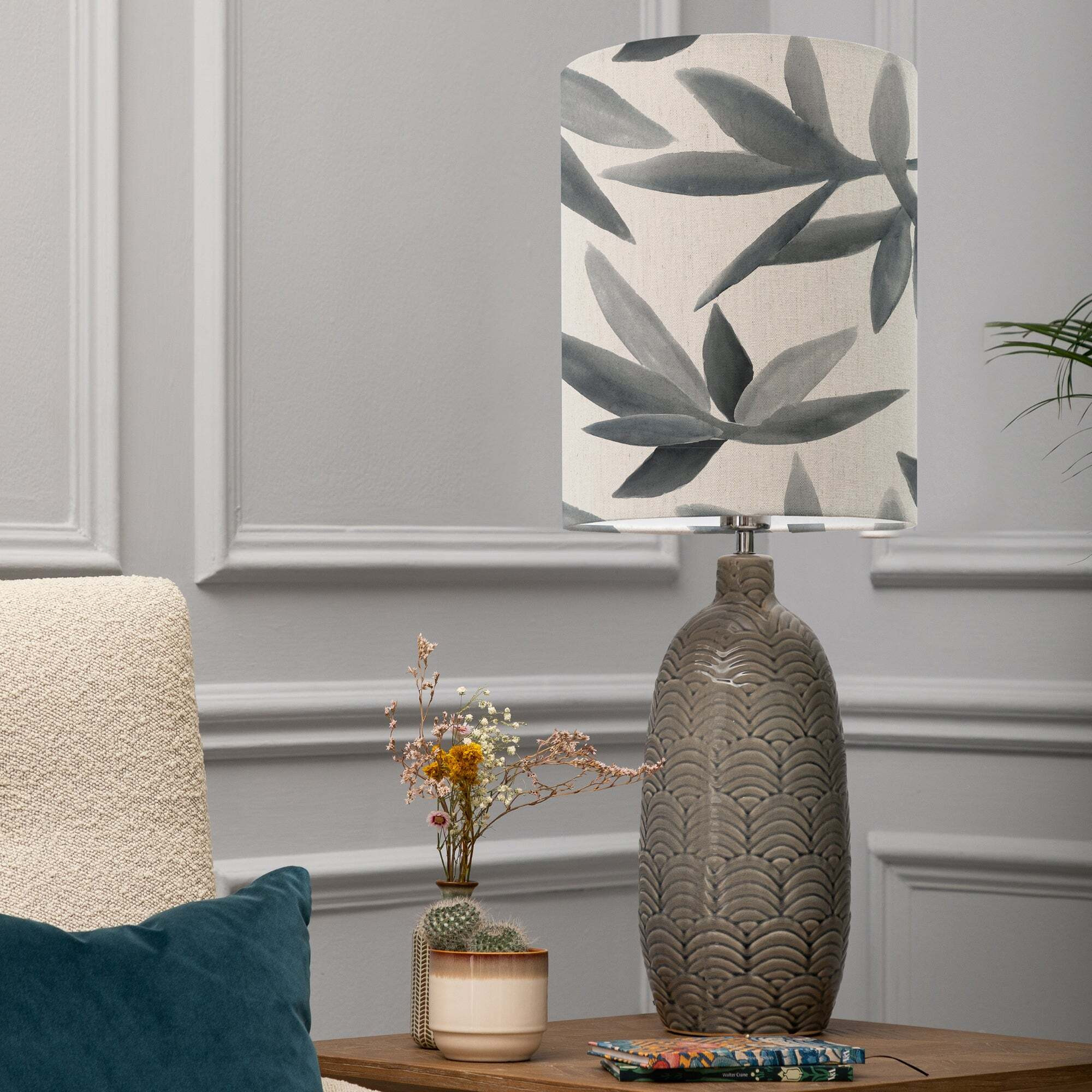 Jadis Table Lamp with Silverwood Shade Silverwood Blue Grey by