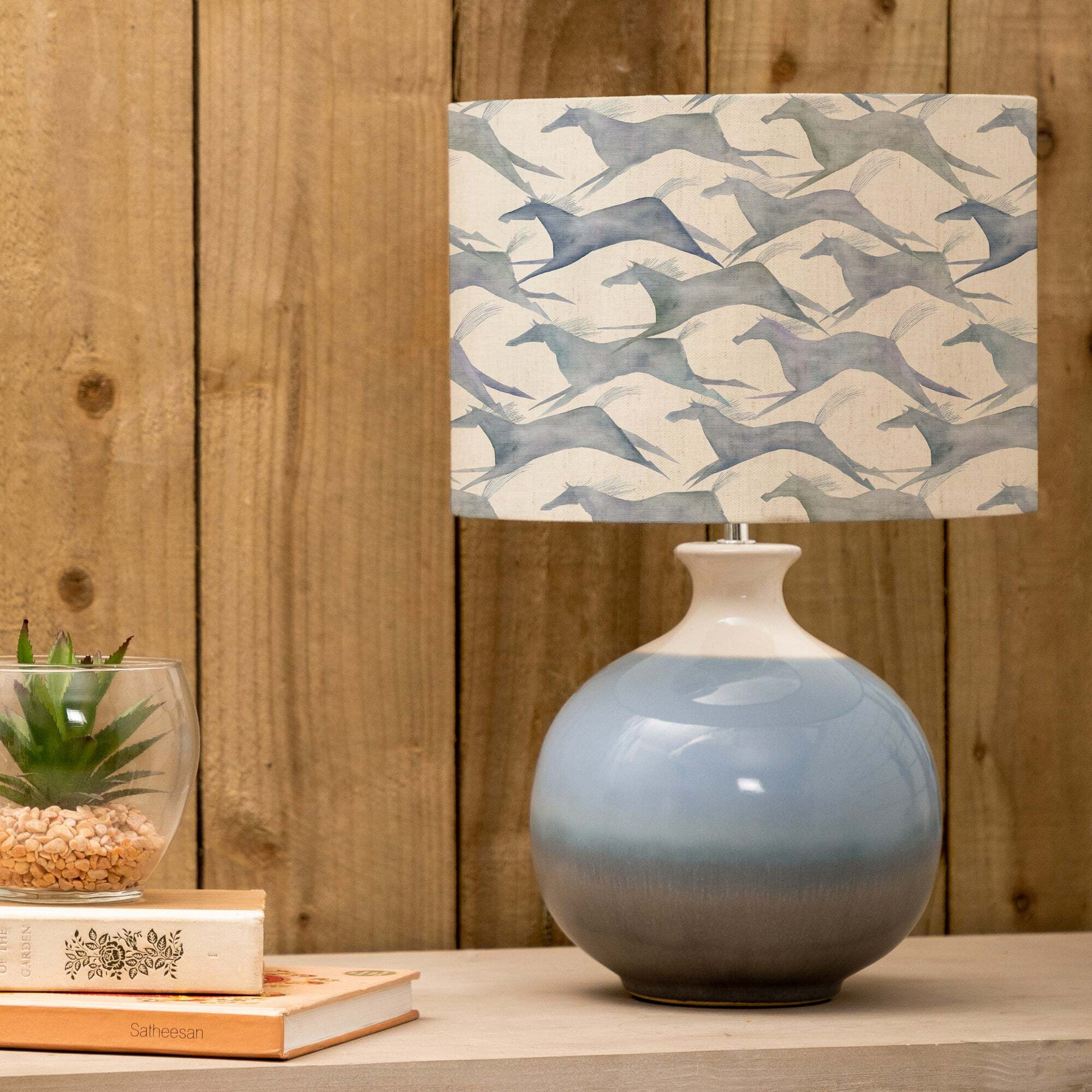 Neso Table Lamp with Dakota Shade Dakota River Blue by Dunelm