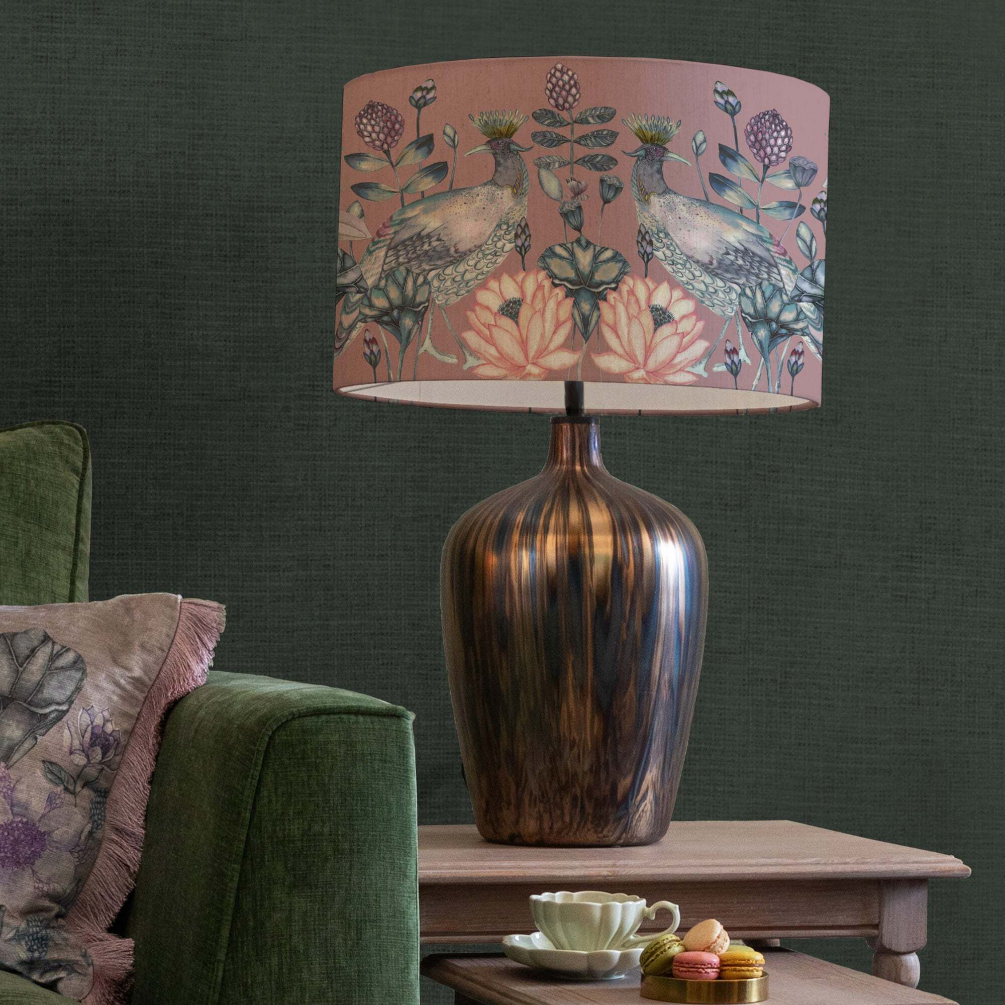 Olywn Table Lamp with Ahura Shade Ahura Mauve Purple