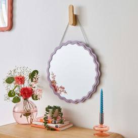 Wavy Round Hanging Wall Mirror Lilac