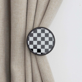 Checkerboard Curtain Dresser Black and white