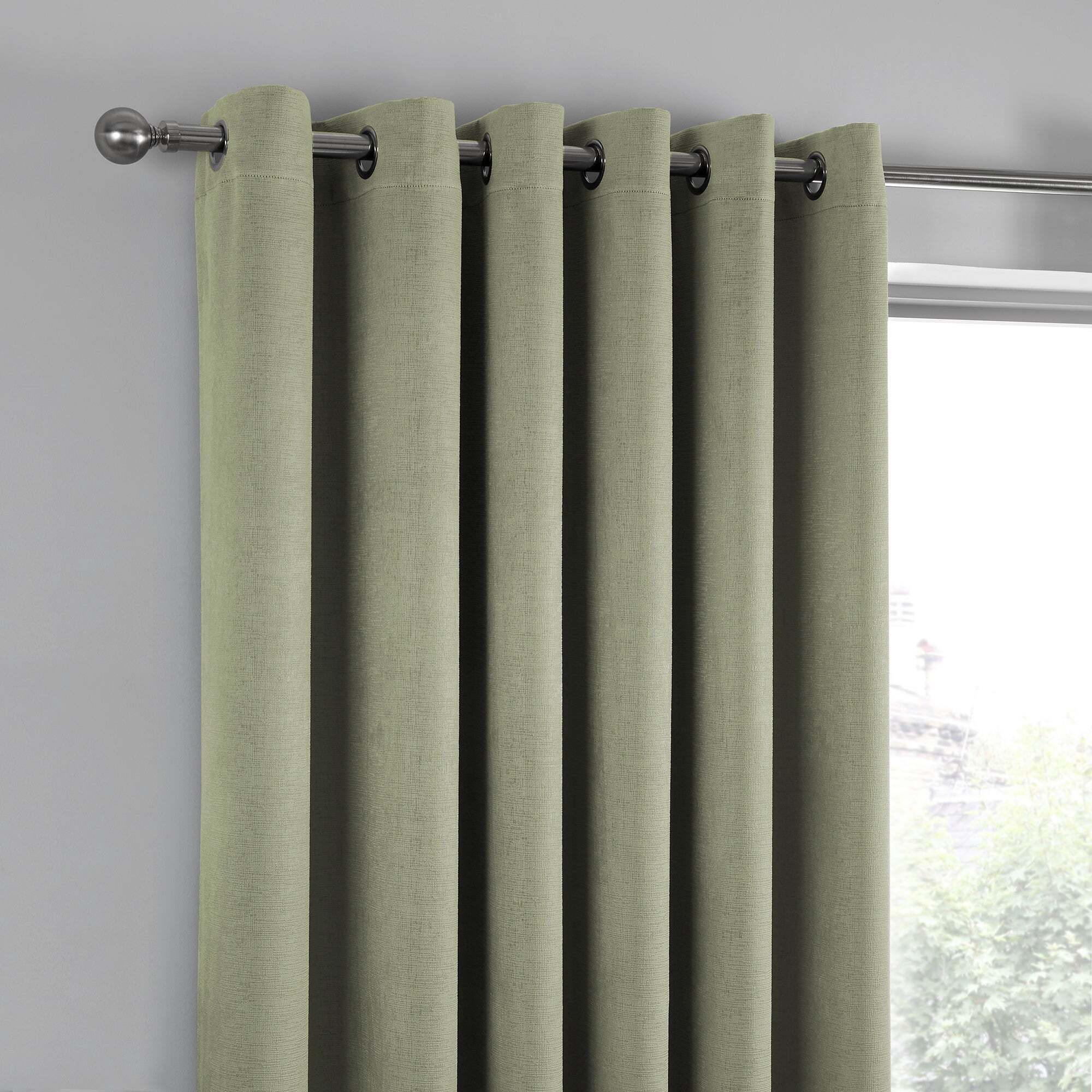 Fusion Strata Green Blackout Eyelet Curtains Green