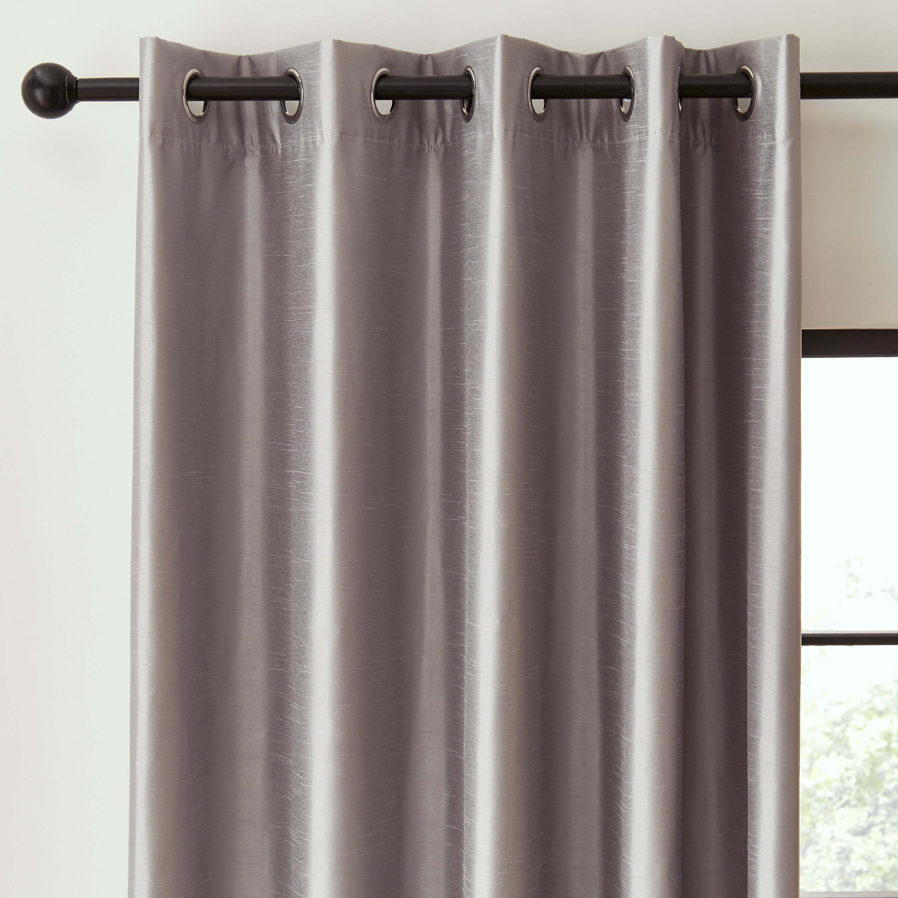 Faux Silk Blackout Thermal Eyelet Curtains Silver