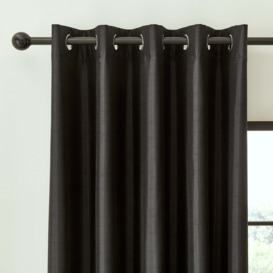 Faux Silk Blackout Thermal Eyelet Curtains Black