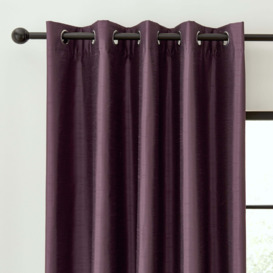 Faux Silk Blackout Thermal Eyelet Curtains Aubergine (Purple)
