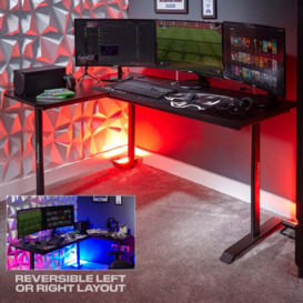 X Rocker Panther XL Reversible Corner Gaming Desk Black