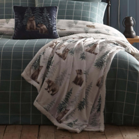 Lodge Bear Walks Bedspread 150cm x 200cm Natural