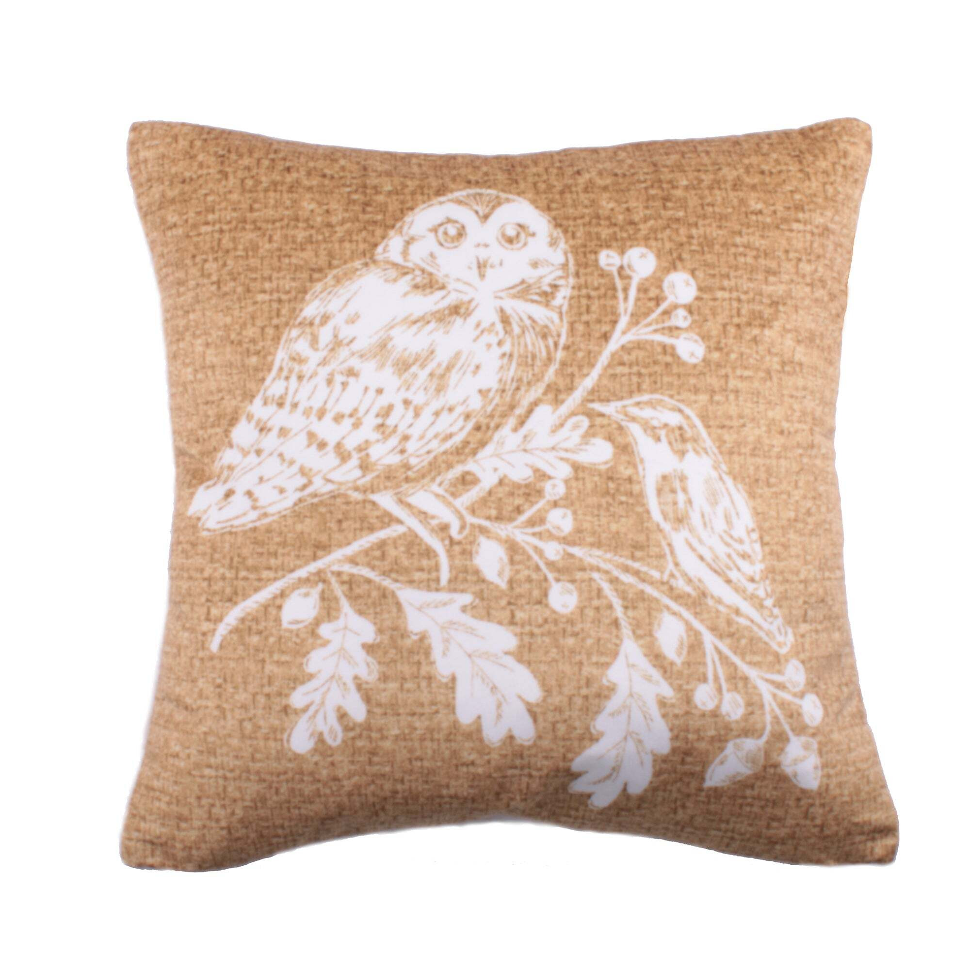 Lodge Woodland Owls Cushion Ochre