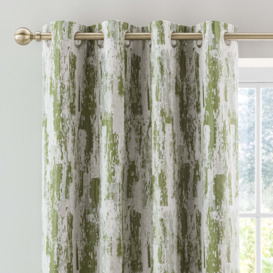 Abstract Global Eyelet Curtains Moss Green