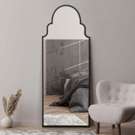 Arcus Crown Arched Full Length Wall Mirror Black