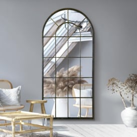 Arcus Window Arched Full Length Wall Mirror Black