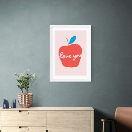 Apple Love You Print by Francesca Iannaccone Pink