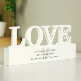 Personalised Free Text Heart Wooden Love Ornament Grey