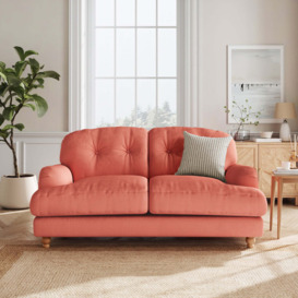 Martha 2 Seater Sofa, Matte Plush Velvet Matte Plush Velvet Bright Coral