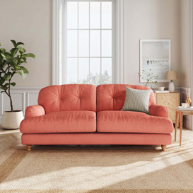 Martha 3 Seater Sofa, Matte Plush Velvet Matte Plush Velvet Bright Coral