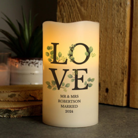 Personalised Botanical LOVE LED Candle Cream