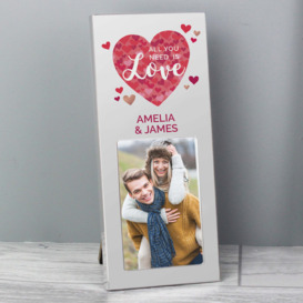 Personalised 'All You Need is Love' Confetti Hearts Photo Frame Silver