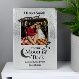Personalised To the Moon and Back Glitter Glass Photo Frame Clear