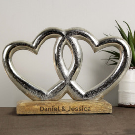 Personalised Double Heart Ornament Natural