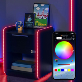 Electra Bedside Table with Wireless Charging and LED Lights Black