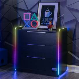 Electra Chest of 3 Drawers with LED Lights Black