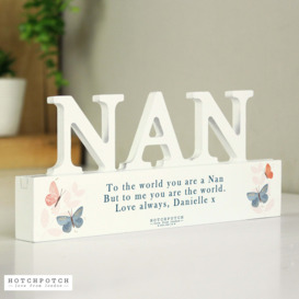 Personalised Butterfly Nan Wooden Ornament White