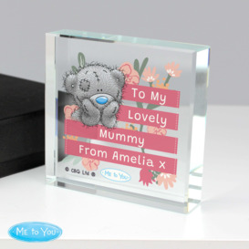 Personalised Me To You Floral Crystal Ornament Clear