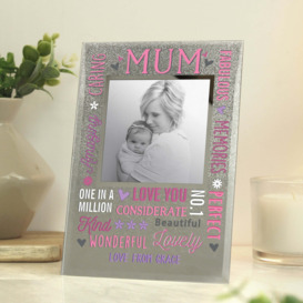 Personalised Mum Glitter Photo Frame Silver