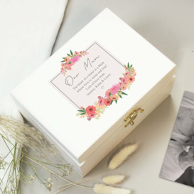 Personalised Floral Wishes White Wooden Keepsake Box White