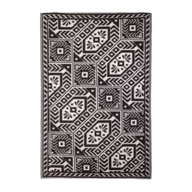 Fallen Fruits Diamond Black and White Outdoor Rug Black and white