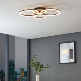 EGLO Parrapos LED Z Large Flush Ceiling Light Black