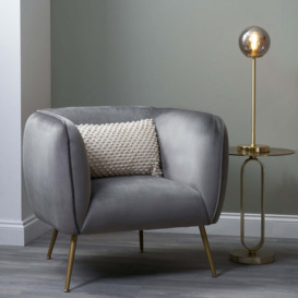 Lucca Velvet Tub Chair Grey