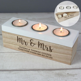 Personalised Free Text Triple Tealight Holder Natural